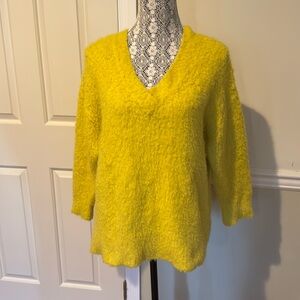Anthropology yellow fluffy sweater